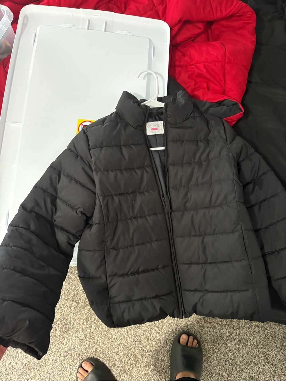 Place Black Quilted Puffer Jacket for Kids